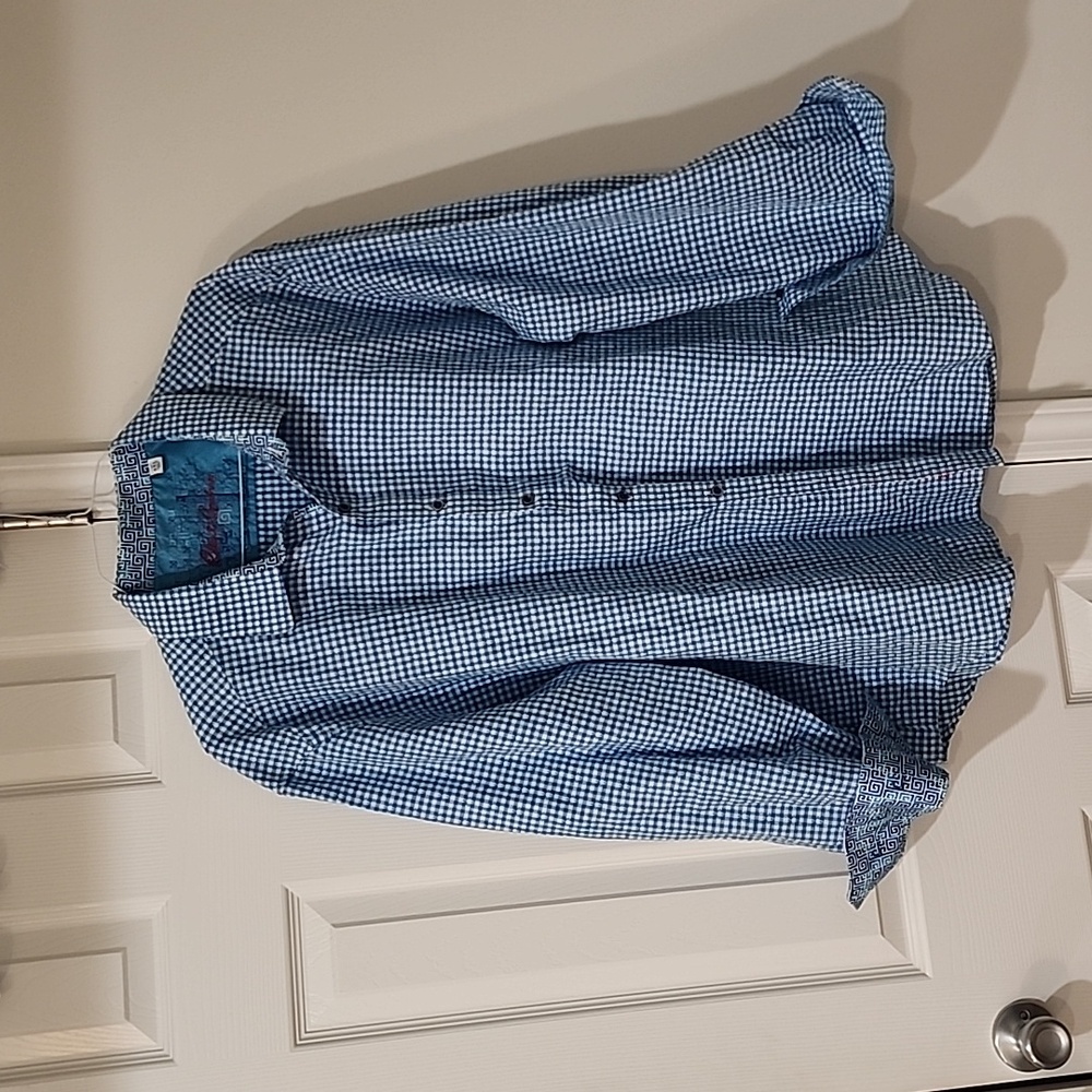 Gingham Ribert Graham blue shirt 4x